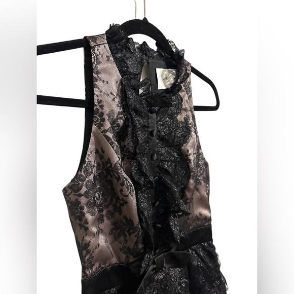 Jill Stuart Ruffled Lace SleeveLess WhimsiGoth Cocktail Dance Mini Dress Size 2 - Picture 8 of 13